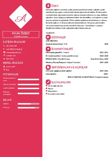 Güzellik Uzmanı Cv Örnekleri  cv indir